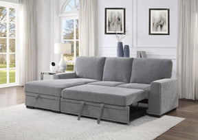 Homelegance Furniture Morelia 2pc Sectional with Pull Out Bed and Left Chaise in Dark Gray 9468DG*2LC2R - Half Price Furniture