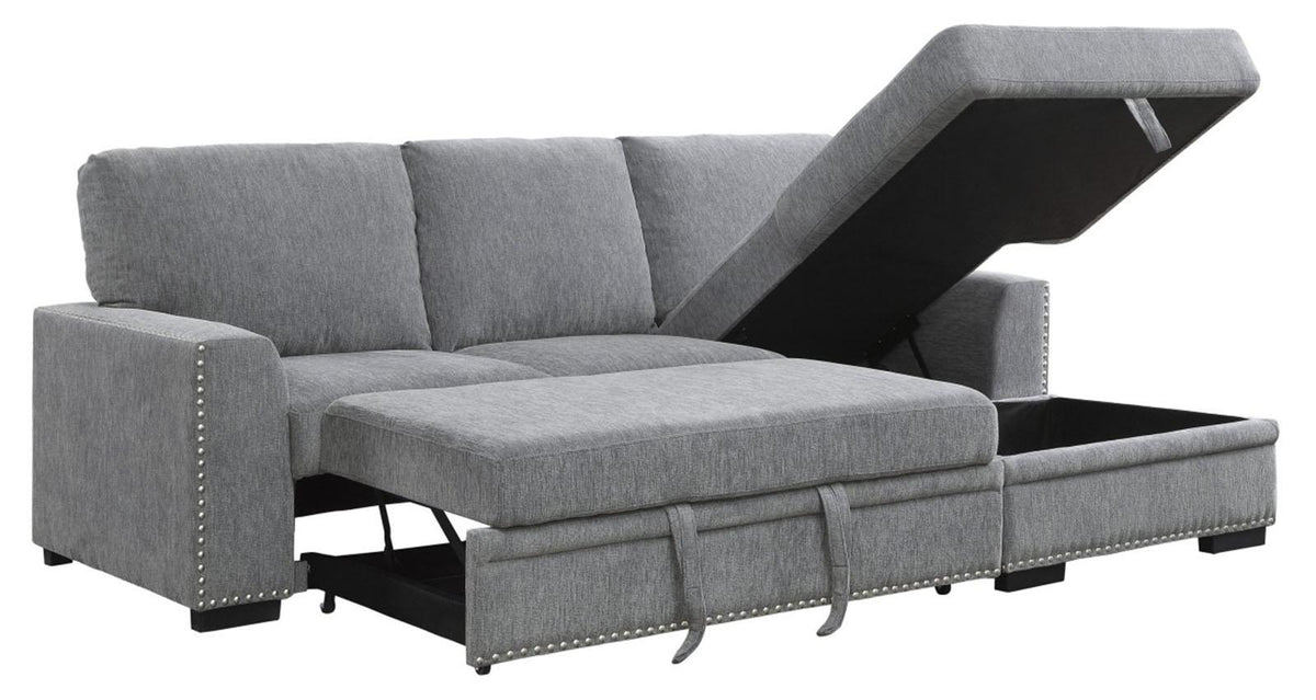 Homelegance Furniture Morelia 2pc Sectional with Pull Out Bed and Right Chaise in Dark Gray 9468DG*2RC2L - Half Price Furniture