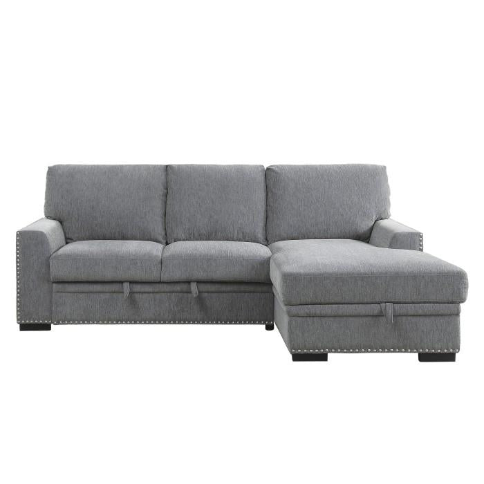 Homelegance Furniture Morelia 2pc Sectional with Pull Out Bed and Right Chaise in Dark Gray 9468DG*2RC2L Half Price Furniture