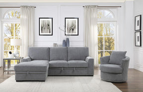 Homelegance Furniture Morelia 2pc Sectional with Pull Out Bed and Left Chaise in Dark Gray 9468DG*2LC2R - Half Price Furniture