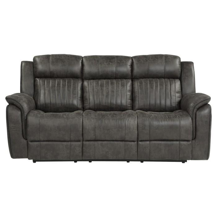 Homelegance Furniture Centeroak Double Reclining Sofa in Gray 9479BRG-3 Half Price Furniture