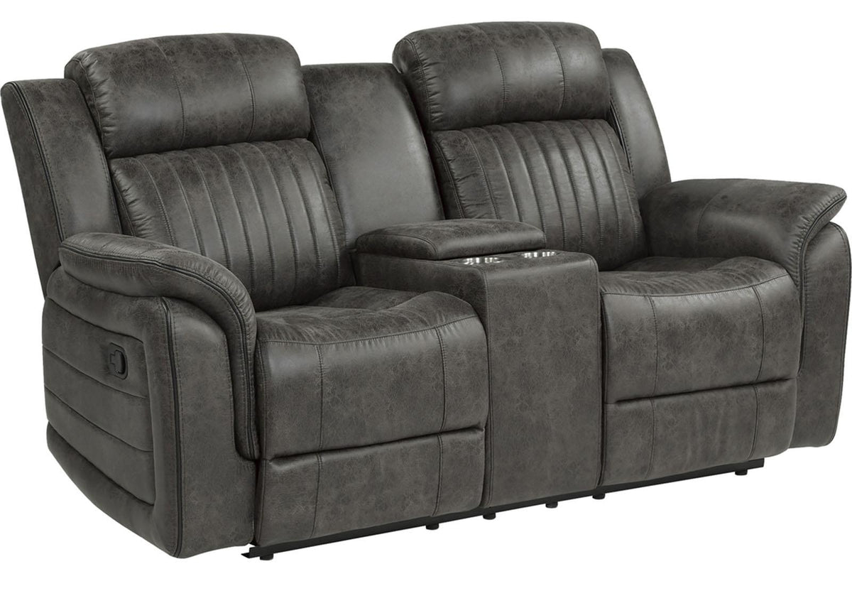 Homelegance Furniture Centeroak Double Reclining Loveseat in Gray 9479BRG-2 - Half Price Furniture