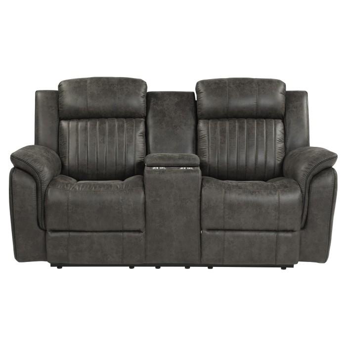 Homelegance Furniture Centeroak Double Reclining Loveseat in Gray 9479BRG-2 Half Price Furniture