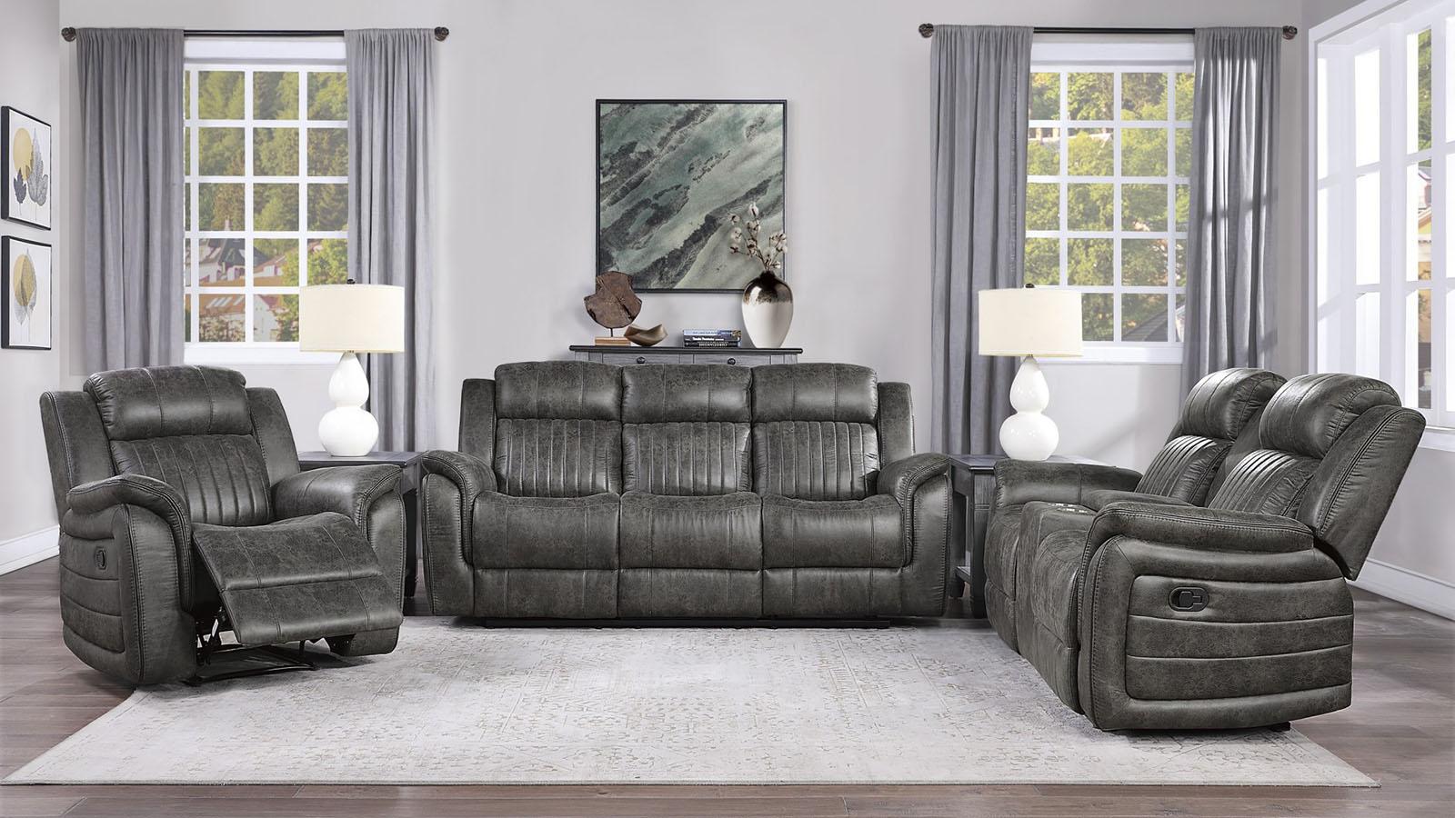 Homelegance Furniture Centeroak Double Reclining Sofa in Gray 9479BRG-3 - Half Price Furniture