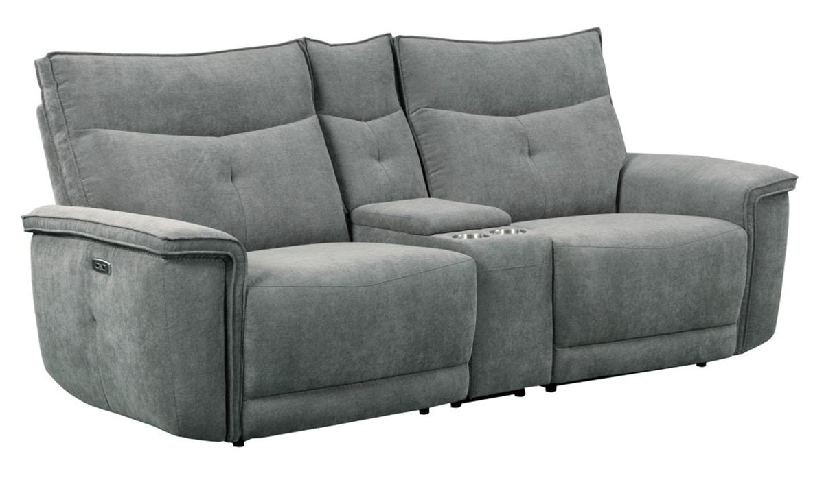 Homelegance Furniture Tesoro Power Double Reclining Loveseat in Dark Gray 9509DG-2CNPWH* - Half Price Furniture