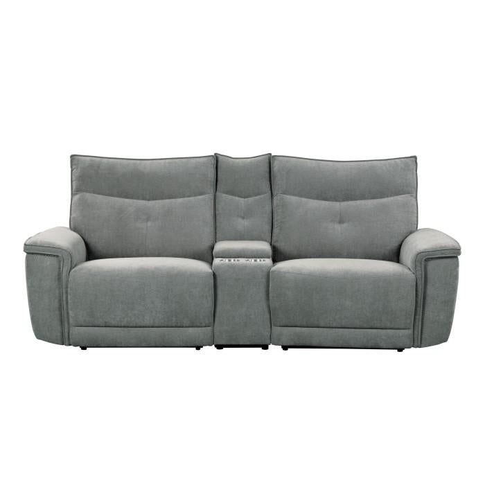 Homelegance Furniture Tesoro Power Double Reclining Loveseat in Dark Gray 9509DG-2CNPWH* Half Price Furniture