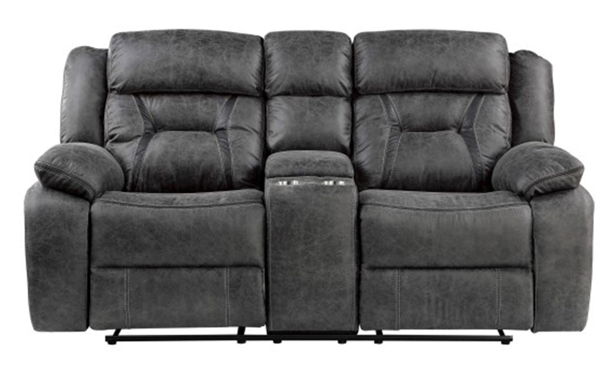 Homelegance Furniture Madrona Hill Double Reclining Loveseat in Gray 9989GY-2 Half Price Furniture