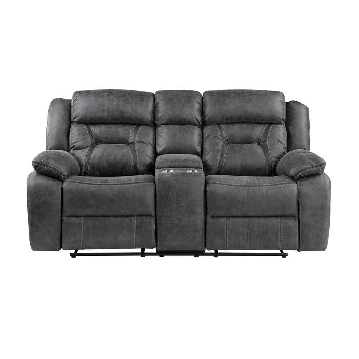 Homelegance Furniture Madrona Hill Double Reclining Loveseat in Gray 9989GY-2 Half Price Furniture