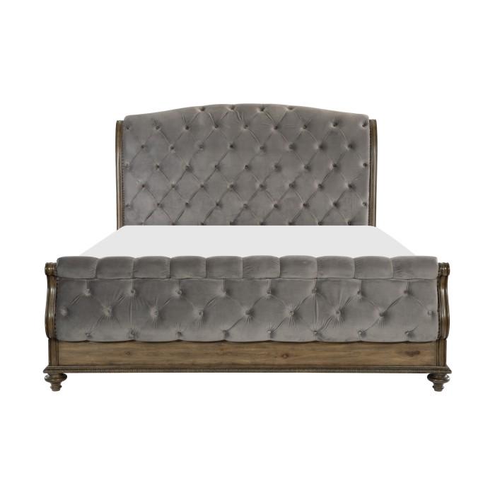 Homelegance Furniture Rachelle King Sleigh Bed in Weathered Pecan 1693K-1EK* Half Price Furniture