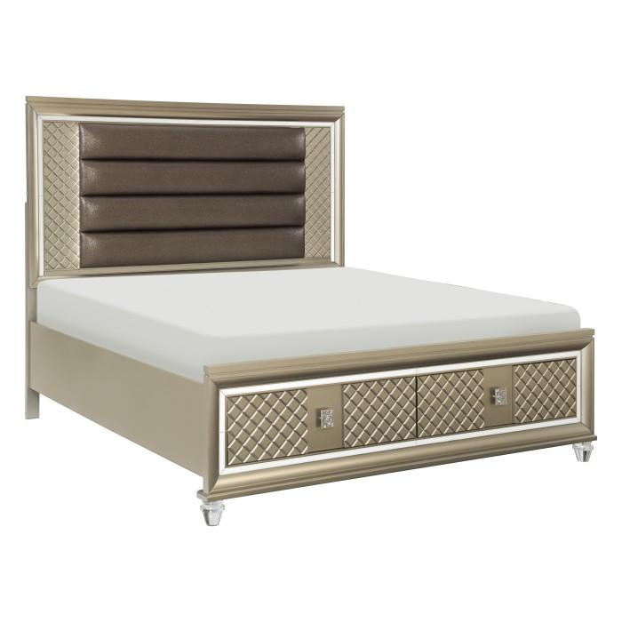 Loudon (3) California King Platform Bed with LED Lighting and Storage Footboard - Lighting - Half Price Furniture