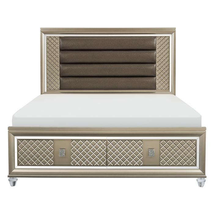 Homelegance Furniture Loudon King Platform with Storage Bed in Champagne Metallic 1515K-1EK* Half Price Furniture