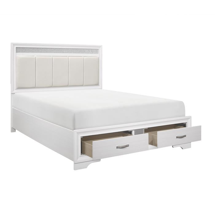 Luster (3) California King Platform Bed with Footboard Storage - Half Price Furniture