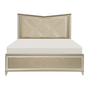 Bijou (3) California King Platform Bed with LED Lighting and Footboard Storage Half Price Furniture