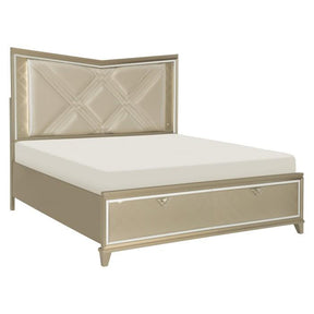 Bijou (3) California King Platform Bed with LED Lighting and Footboard Storage - Half Price Furniture