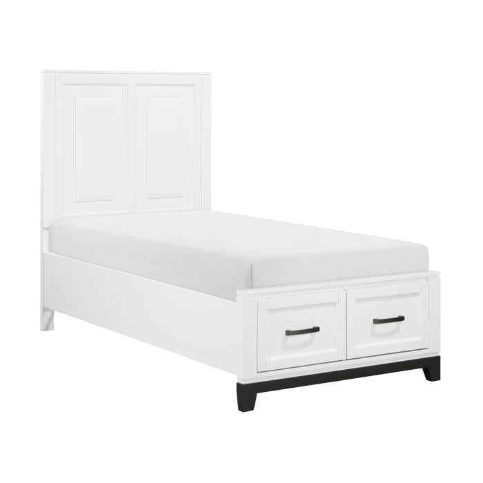 1450WHT-1*-Youth (3) Twin Platform Bed with Footboard Storage - Half Price Furniture