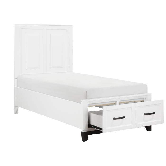 1450WHT-1*-Youth (3) Twin Platform Bed with Footboard Storage - Half Price Furniture