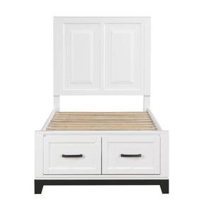 1450WHT-1*-Youth (3) Twin Platform Bed with Footboard Storage - Half Price Furniture