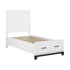 1450WHT-1*-Youth (3) Twin Platform Bed with Footboard Storage - Half Price Furniture