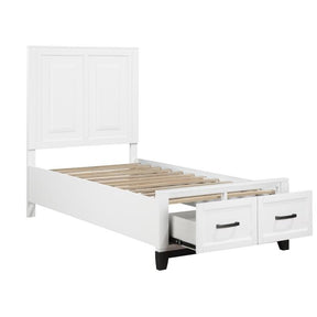 1450WHT-1*-Youth (3) Twin Platform Bed with Footboard Storage - Half Price Furniture