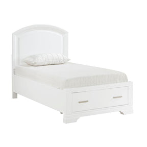 1520WHT-1*-Youth (3) Twin Platform Bed with Footboard Storage - Half Price Furniture