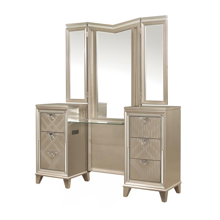 Bijou (3) Vanity Dresser with Mirror and LED Lighting - Half Price Furniture