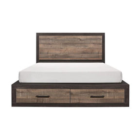 Homelegance Miter King Platform Bed with Footboard Storage in Rustin Mahogany & Dark Ebony 1762K-1EK* Half Price Furniture