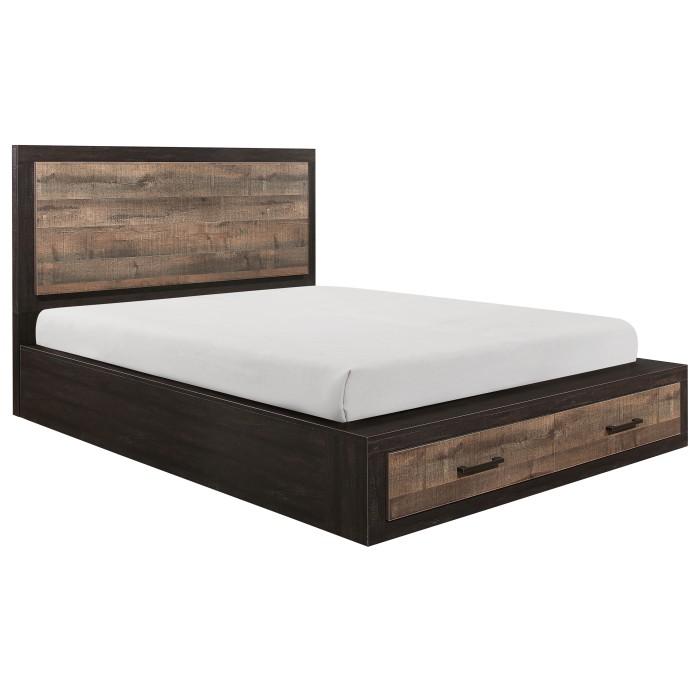 Miter (3)California King Platform Bed with Footboard Storage - Half Price Furniture