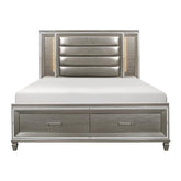 Homelegance Tamsin King Upholstered Storage Bed in Silver Grey Metallic 1616K-1EK* Half Price Furniture