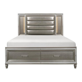 Homelegance Tamsin King Upholstered Storage Bed in Silver Grey Metallic 1616K-1EK* Half Price Furniture