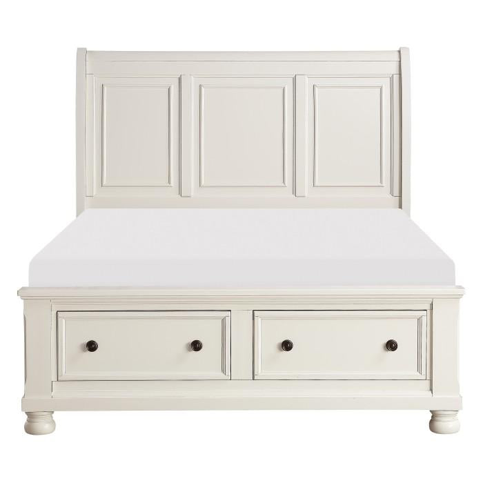 Homelegance Laurelin Queen Sleigh Platform Storage Bed in White 1714W-1 Half Price Furniture