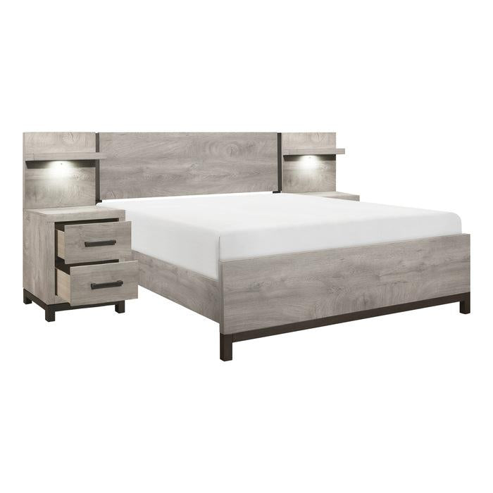 Zephyr 5pc Set Eastern King Wall Bed (EK+2NS+2NS-P) - Half Price Furniture