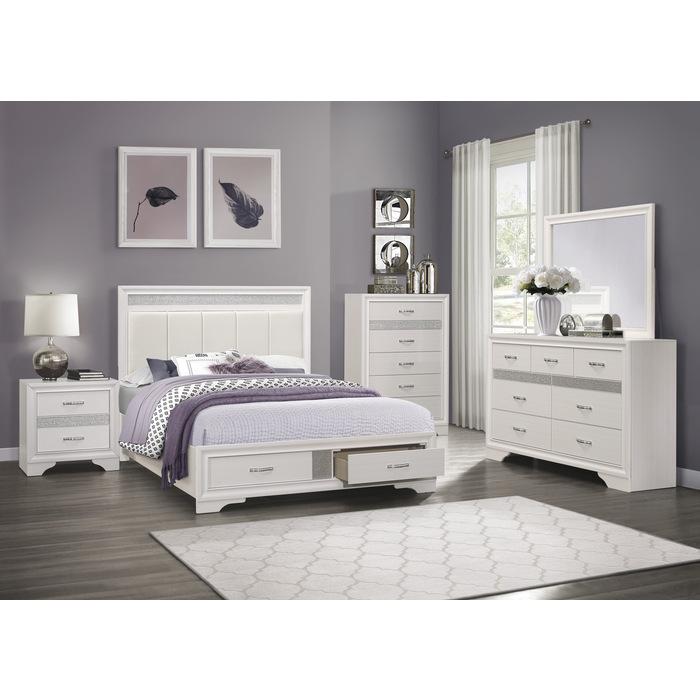 Luster (3) California King Platform Bed with Footboard Storage - Half Price Furniture