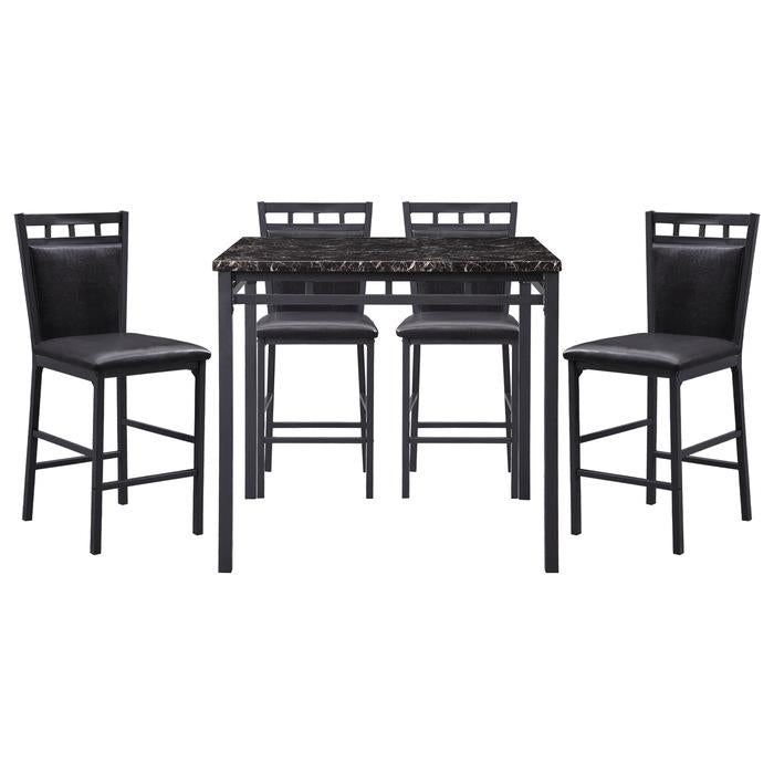 5275-36 - 5-Piece Pack Counter Height Set, Faux Marble Top Half Price Furniture