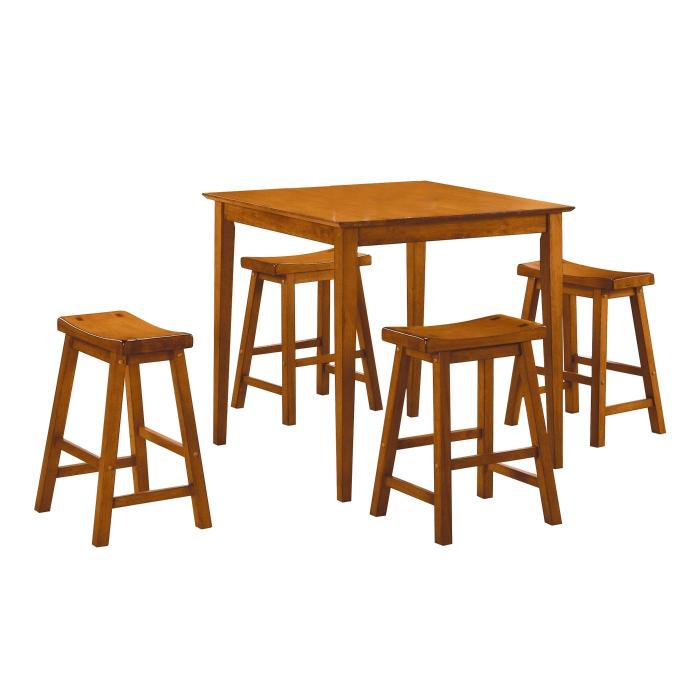 5302A - 5-Piece Pack Counter Height Set, Oak Half Price Furniture