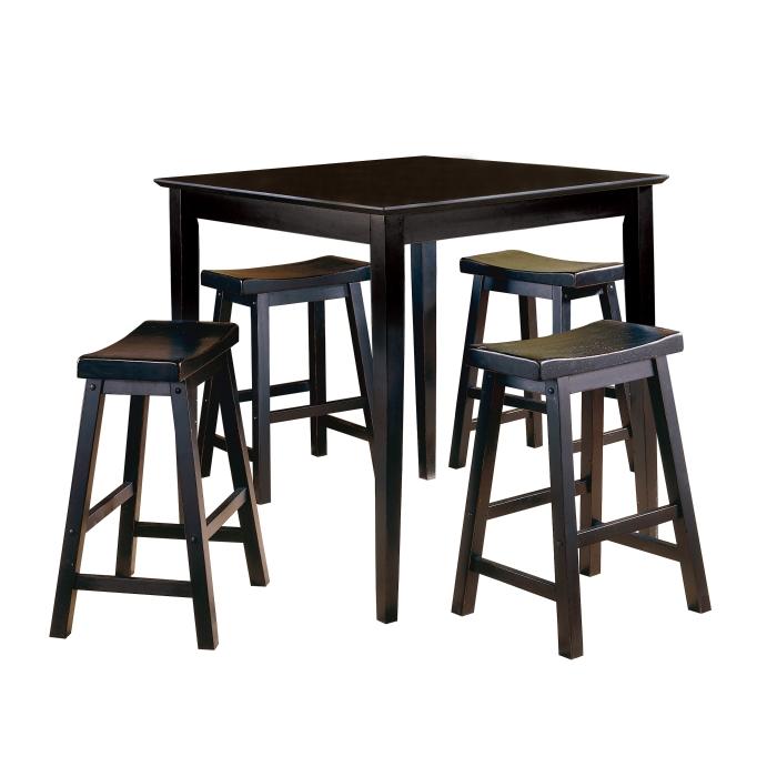 5302BK - 5-Piece Pack Counter Height Set, Black Half Price Furniture