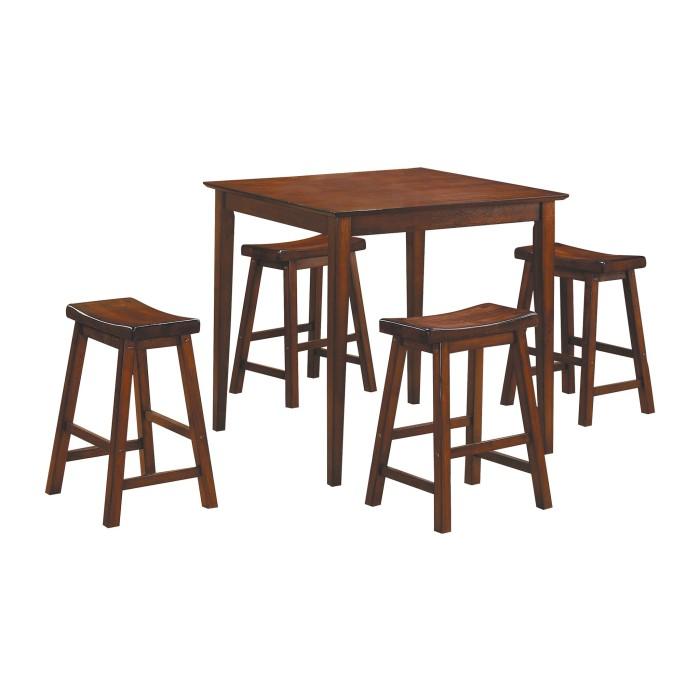 5302C - 5-Piece Pack Counter Height Set, Warm Cherry Half Price Furniture