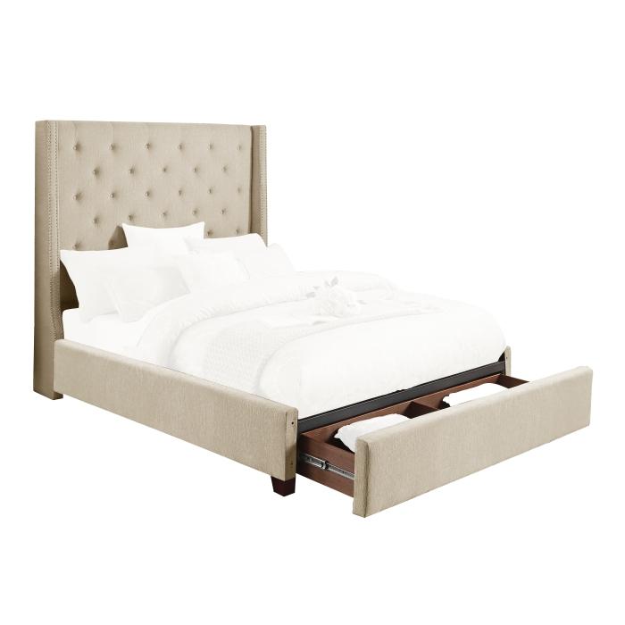 5877BE-1DW* - (3)Queen Platform Bed with Storage Footboard Half Price Furniture