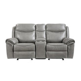8206GRY-2 - Double Glider Reclining Love Seat with Center Console, Receptacles and USB Ports Half Price Furniture