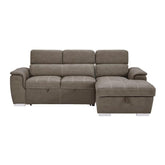 8228TP* - (2)2-Piece Sectional with Adjustable Headrests, Pull-out Bed and Right Chaise with Hidden Storage Half Price Furniture