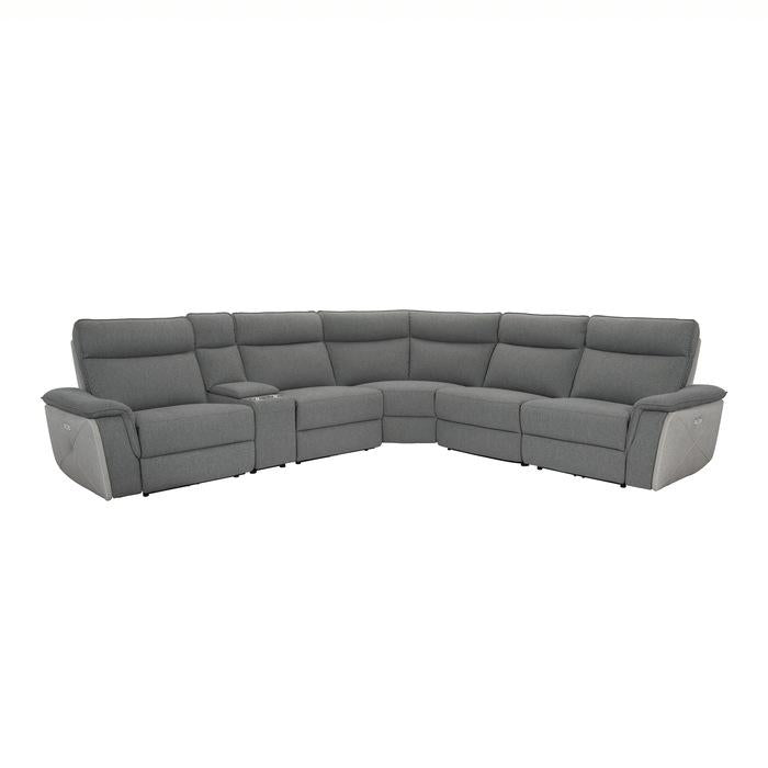 8259DG*6SCPWH - (6)6-Piece Modular Power Reclining Sectional with Power Headrests Half Price Furniture