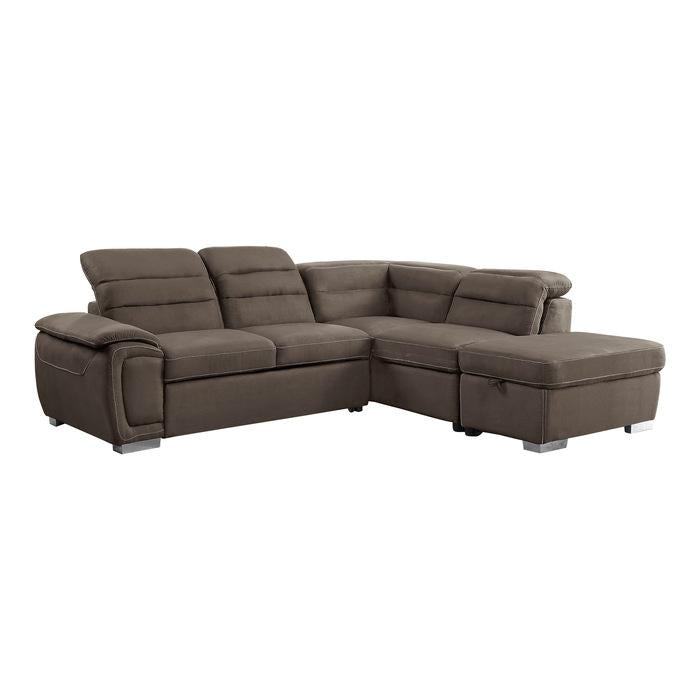 8277CH* - (3)3-Piece Sectional with Adjustable Headrests, Pull-out Bed and Right Chaise with Storage Ottoman Half Price Furniture