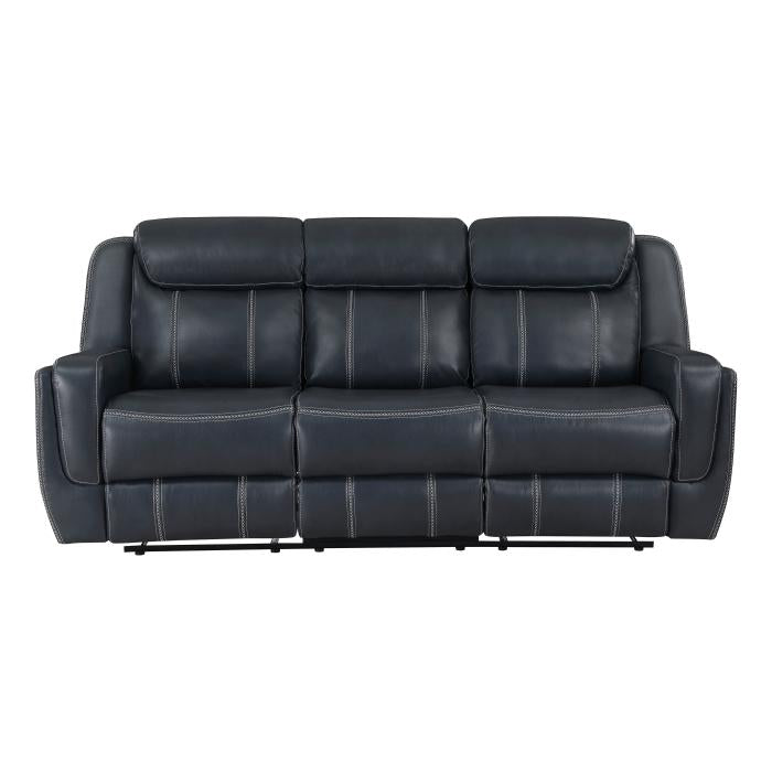 8516BU-3 - Double Reclining Sofa with Center Drop-Down Cup Holders, Magazine bag, Receptacles and USB Ports Half Price Furniture