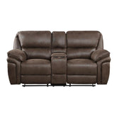 8517BRW-2 - Double Reclining Love Seat with Center Console Half Price Furniture