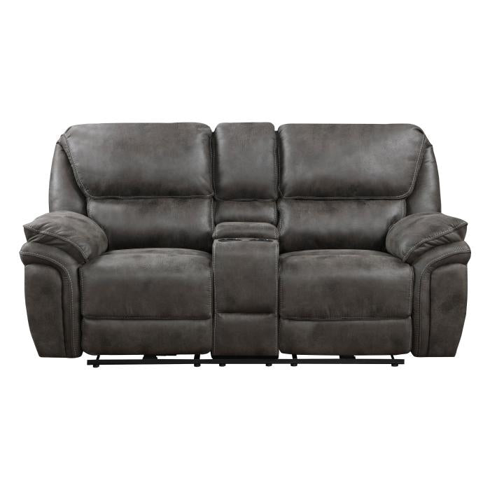 8517GRY-2PW - Power Double Reclining Love Seat with Center Console Half Price Furniture