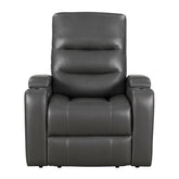 8559GRY-1PWH - Power Reclining Chair with Power Headrest, Receptacle, Cup-Holder Storage Arms and LED Light Half Price Furniture