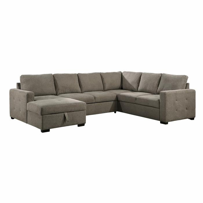 9206BR*3LC3R - (3/3)3-Piece Sectional with Pull-out Bed and Left Chaise with Hidden Storage Half Price Furniture