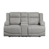 9207GRY-2 - Double Reclining Love Seat with Center Console Half Price Furniture