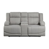 9207GRY-2PW - Power Double Reclining Love Seat with Center Console Half Price Furniture