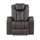 9211BRG-1PWH - Power Reclining Chair with Power Headrest and Storage Arms, Cup Holders Half Price Furniture