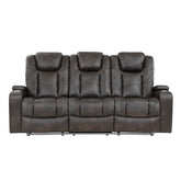 9211BRG-3PWH - Power Double Reclining Sofa with Center Drop-Down Cup Holders, Power Headrests, Storage Arms and Cup holders Half Price Furniture